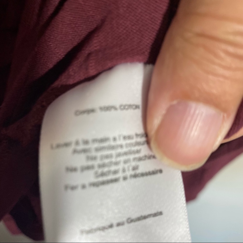 Lush Long Sleeve Dolman V-neck long sleeve oversized Top Burgundy size Small - Picture 6 of 7